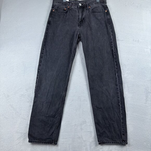 H&M Straight Leg Jeans Relaxed Fit Denim High Rise Women's Black Size 31/32 - Picture 1 of 11